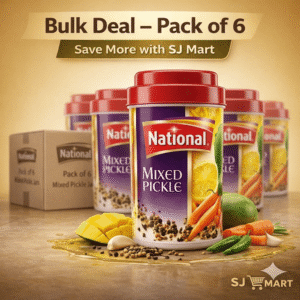 National mixed pickle bulk deal pack (1) National Mixed Pickle 1kg Jar β Pack of 6 | Bulk Deal Pakistan