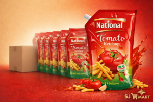National tomato ketchup pack and splash National Tomato Ketchup 1kg Pouchβ Pack of 12 | Bulk Deal Pakistan